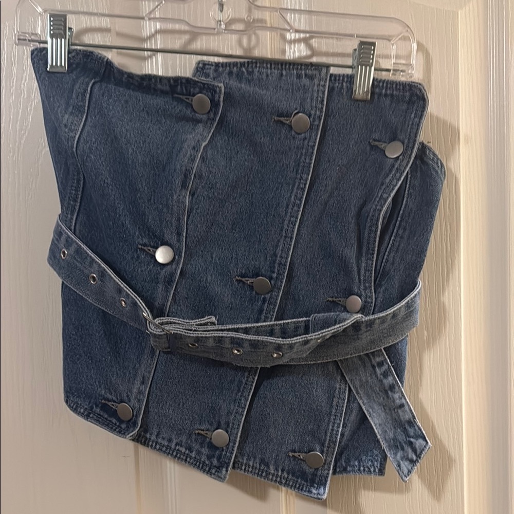 Women's Blue Denim Corset Belt